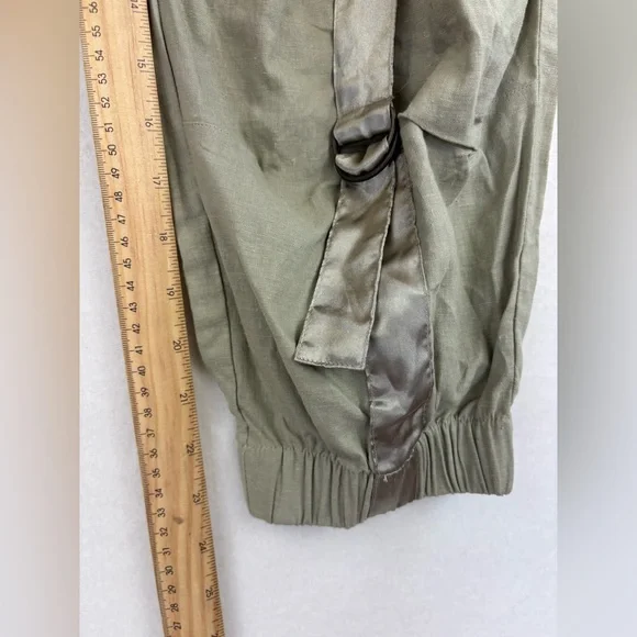 VINTAGE Deadstock Y2K Linen Pant Utility Jogger NEW Green Streetwear 90s Pull XL - Picture 13 of 14